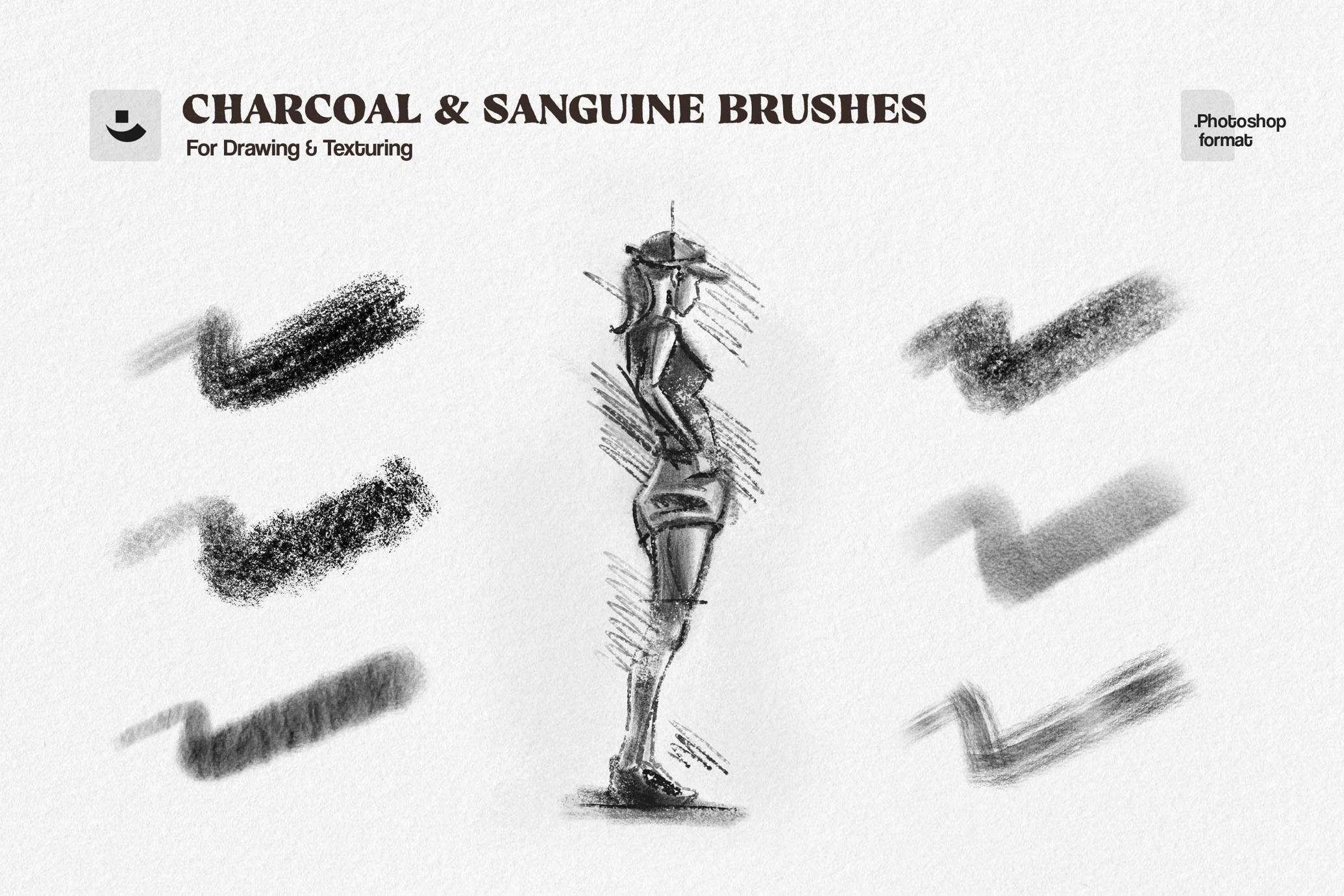 Charcoal Sketch Photoshop Brushes